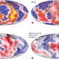 Andamento delle temperature a diverse profondità nel mantello, dedotte da variazioni della velocità delle onde S.